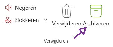 screenshot van het lint met daarop Archiveren
