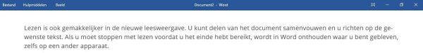 een voorbeeld van tekst in de leesmodus.