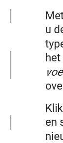 Voorbeeld van strepen in de kantlijn.