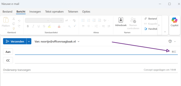 Screenshot van een niet-ingevulde e-mail.