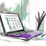 Een schetsmatige voorstelling van Excel op de laptop